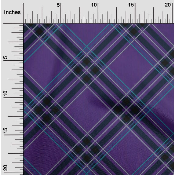 oneOone Cotton Silk Fabric Tartan Check Print Fabric BTY 42 Inch Wide