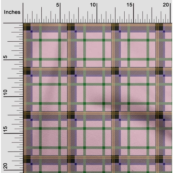 oneOone Cotton Silk Fabric Tartan Check Print Fabric By Yard 42 Inch Wide