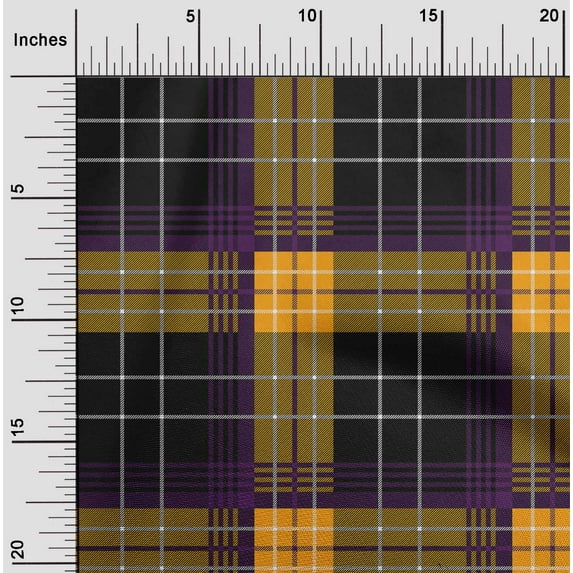 oneOone Cotton Silk Fabric Tartan Check Printed Fabric 1 Yard 42 Inch Wide