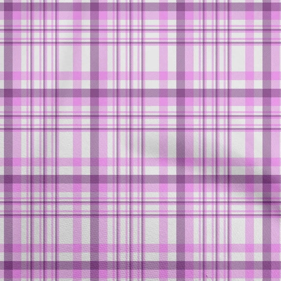 oneOone Cotton Silk Fuschia Pink Fabric Plaid Craft Projects Decor Fabric Printed By The Yard 42 Inch Wide