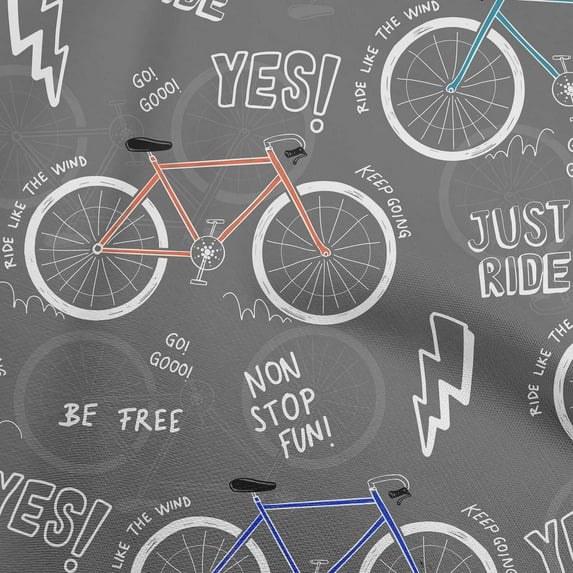 oneOone Cotton Silk Gray Fabric Bicycle Sewing Material Print Fabric By The Yard 42 Inch Wide