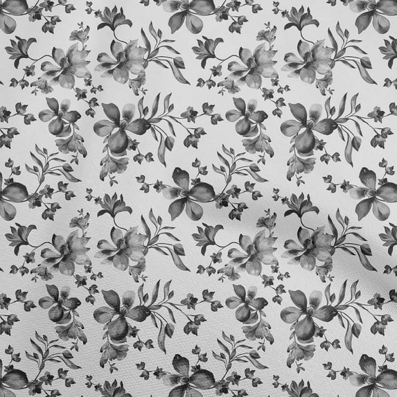 oneOone Cotton Silk Gray Fabric Floral Diy Clothing Quilting Fabric Print Fabric By Yard 42 Inch Wide
