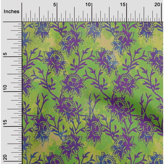 oneOone Cotton Silk Green Fabric Batik Quilting Supplies Print Sewing Fabric By The Yard 42 Inch Wide