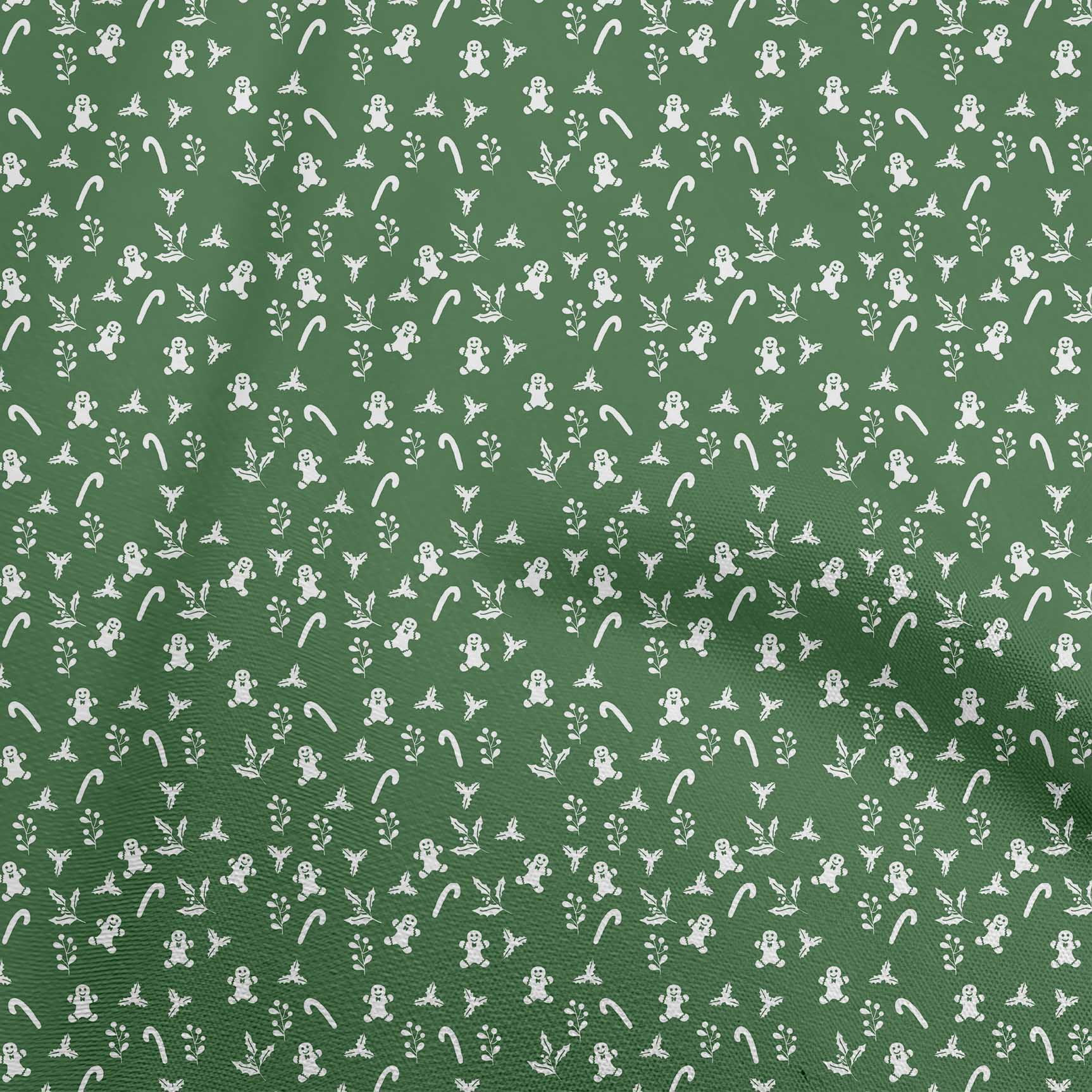 oneOone Cotton Silk Green Fabric Christmas Sewing Craft Projects Fabric Prints By Yard 42 Inch Wide