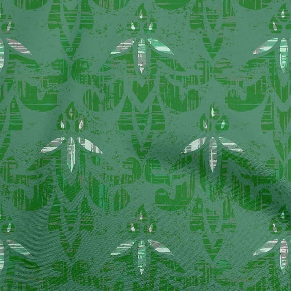 oneOone Cotton Silk Green Fabric Damask Diy Clothing Quilting Fabric Print Fabric By Yard 42 Inch Wide