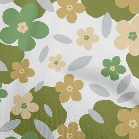 oneOone Cotton Silk Green Fabric Floral Sewing Craft Projects Fabric Prints By Yard 42 Inch Wide