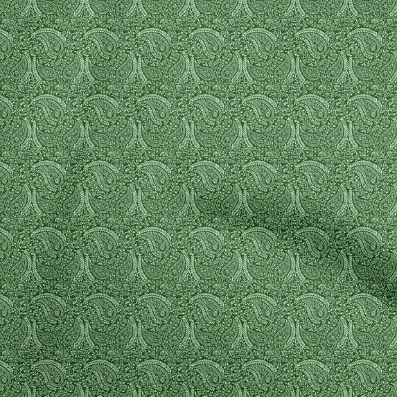 oneOone Cotton Silk Green Fabric Paisley Sewing Craft Projects Fabric Prints By Yard 42 Inch Wide