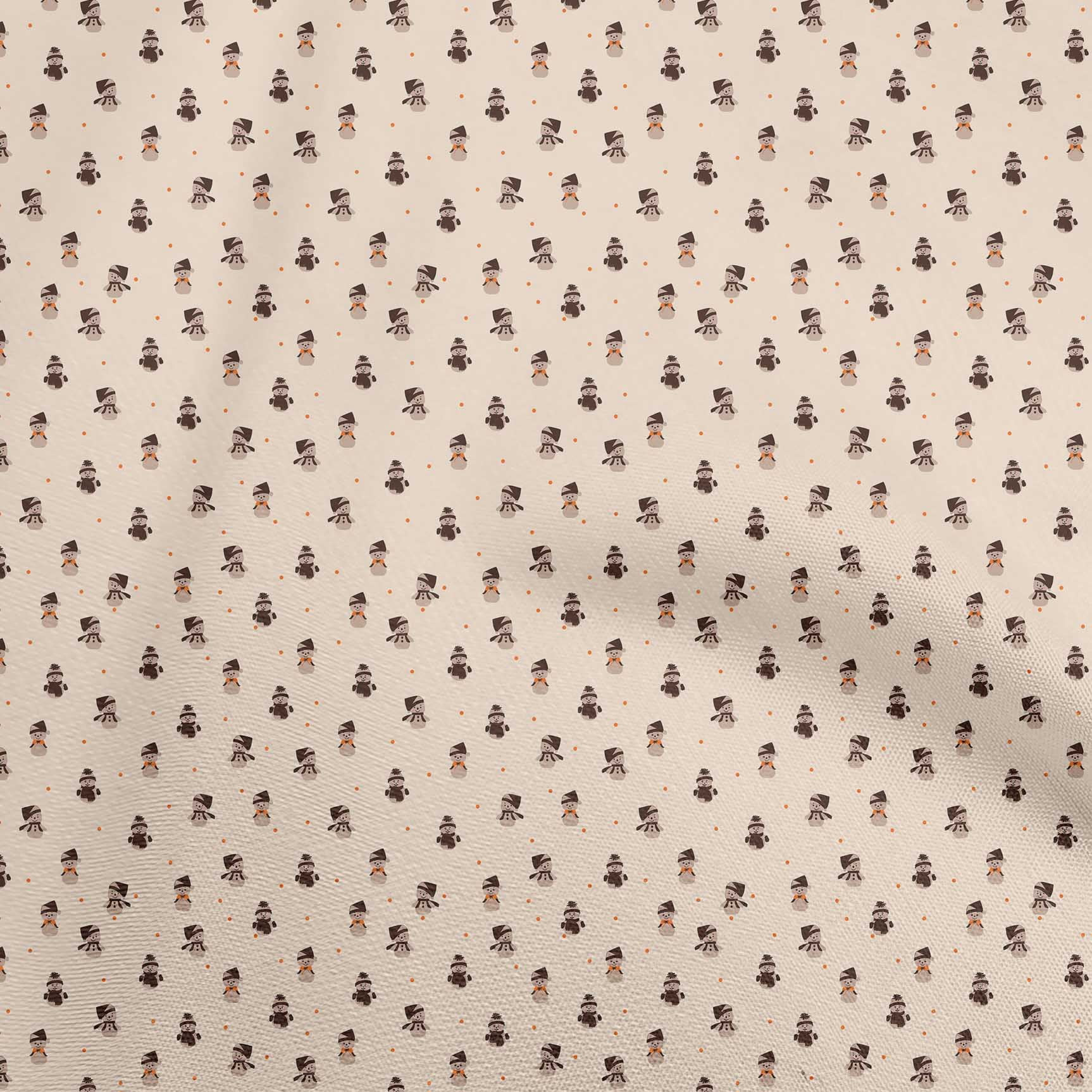 oneOone Cotton Silk Light Beige Fabric Christmas Diy Clothing Quilting Fabric Print Fabric By Yard 42 Inch Wide