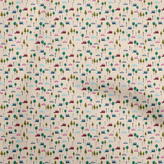 oneOone Cotton Silk Light Beige Fabric Transport Fabric For Sewing Printed Craft Fabric By The Yard 42 Inch Wide