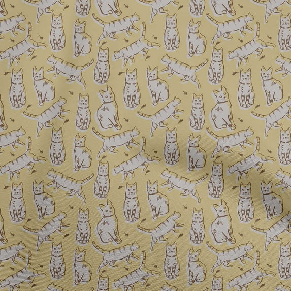 oneOone Cotton Silk Light Brown Fabric Dog Fabric For Sewing Printed Craft Fabric By The Yard 42 Inch Wide