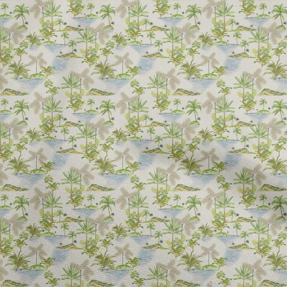 oneOone Cotton Silk Light Green Fabric Tropical Sewing Fabric By The Yard Printed Diy Clothing Sewing Supplies 42 Inch Wide