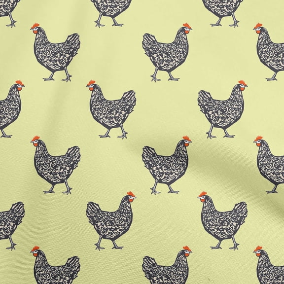 oneOone Cotton Silk Lime Fabric Rooster Cock Dress Material Fabric Print Fabric By The Yard 42 Inch Wide