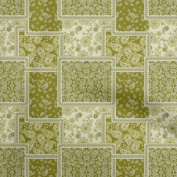 oneOone Cotton Silk Lime Green Fabric Asian Paisley Sewing Fabric By The Yard Printed Diy Clothing Sewing Supplies 42 Inch Wide