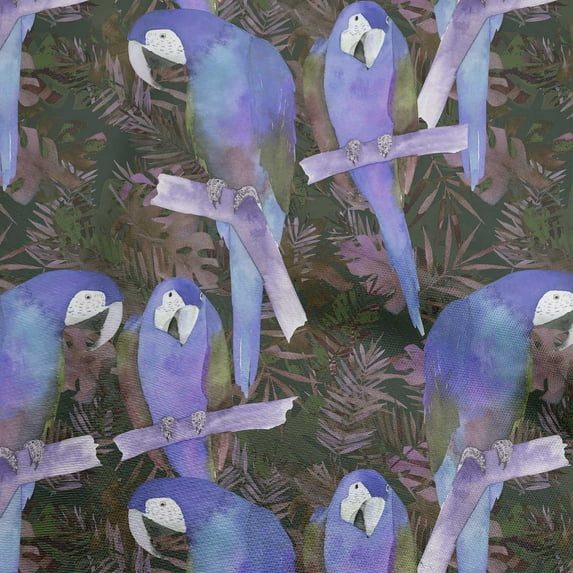 oneOone Cotton Silk Medium Purple Fabric Parrot,Monstera Leaves & Floral Dress Material Fabric Print Fabric By The Yard 42 Inch Wide