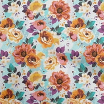 oneOone Cotton Silk Orange Fabric Florals Sewing Fabric By The Yard Printed Diy Clothing Sewing Supplies 42 Inch Wide-T4