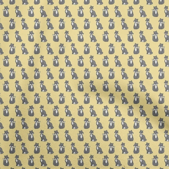 oneOone Cotton Silk Pale Yellow Fabric Animal Fabric For Sewing Printed Craft Fabric By The Yard 42 Inch Wide