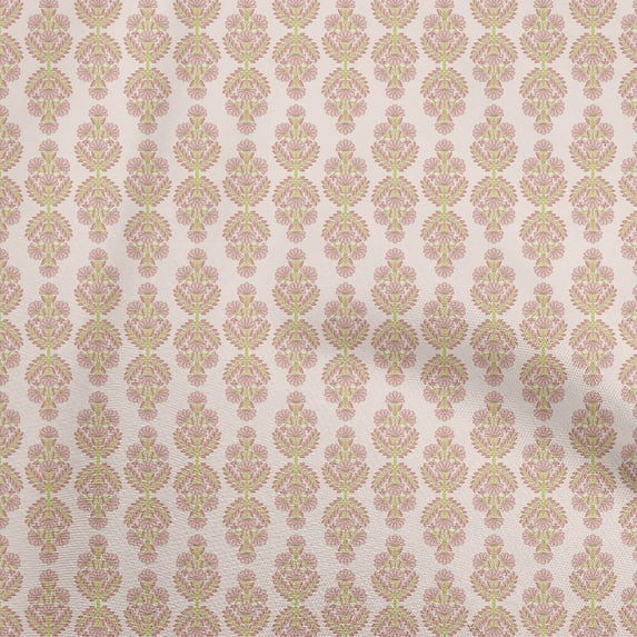 oneOone Cotton Silk Peach Fabric Asian Block Print Quilting Supplies Print Sewing Fabric By The Yard 42 Inch Wide
