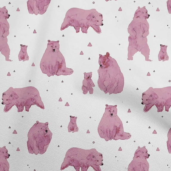 oneOone Cotton Silk Pink Fabric Bear Sewing Fabric By The Yard Printed Diy Clothing Sewing Supplies 42 Inch Wide