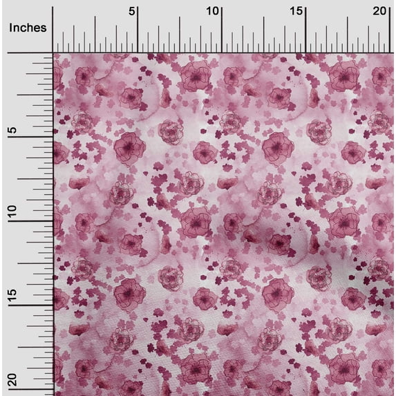 oneOone Cotton Silk Pink Fabric Flower Watercolor Sewing Fabric By The Yard Printed Diy Clothing Sewing Supplies 42 Inches Wide