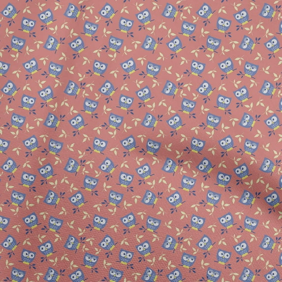 oneOone Cotton Silk Pink Fabric Owl Dress Material Fabric Print Fabric By The Yard 42 Inch Wide