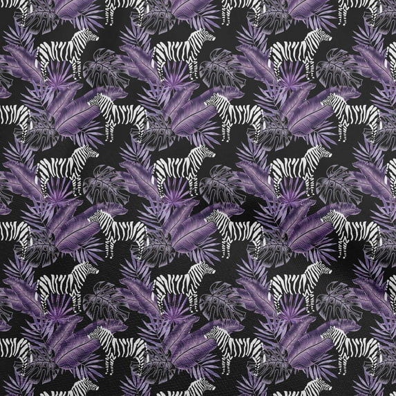 oneOone Cotton Silk Purple Fabric Tropical Abstract Leaf With Animal Sewing Material Print Fabric By The Yard 42 Inch Wide