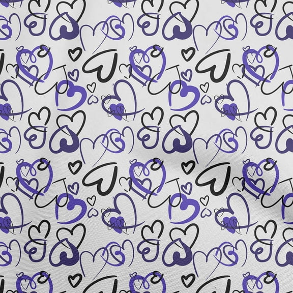 oneOone Cotton Silk Purple Fabric Valentine Heart Craft Projects Decor Fabric Printed By The Yard 42 Inch Wide