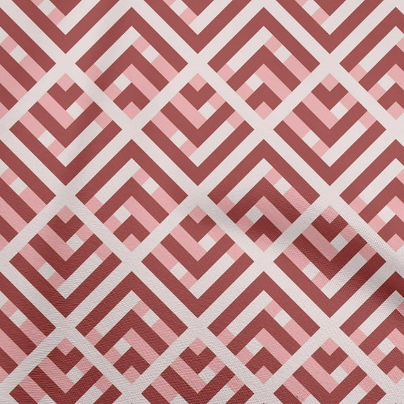 oneOone Cotton Silk Red Fabric Geometric Craft Projects Decor Fabric Printed By The Yard 42 Inch Wide