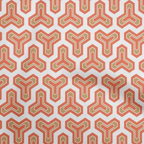 oneOone Cotton Silk Red Fabric Geometric Fabric For Sewing Printed Craft Fabric By The Yard 42 Inch Wide