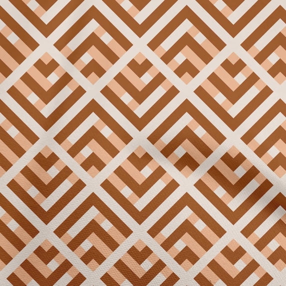 oneOone Cotton Silk Rust Brown Fabric Geometric Sewing Material Print Fabric By The Yard 42 Inch Wide