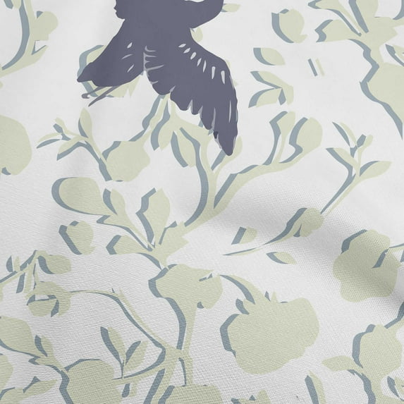 oneOone Cotton Silk Teal Blue Fabric Asian Japanese Floral Birds With Plants Fabric For Sewing Printed Craft Fabric By The Yard 42 Inch Wide
