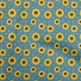 thumbnail image 1 of oneOone Cotton Silk Teal Blue Fabric Floral Sunflower Silhouette Sewing Material Print Fabric By The Yard 42 Inch Wide, 1 of 4