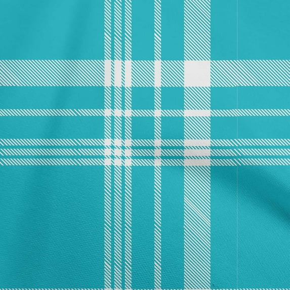oneOone Cotton Silk Turquoise Blue Fabric Check Dress Material Fabric Print Fabric By The Yard 42 Inch Wide
