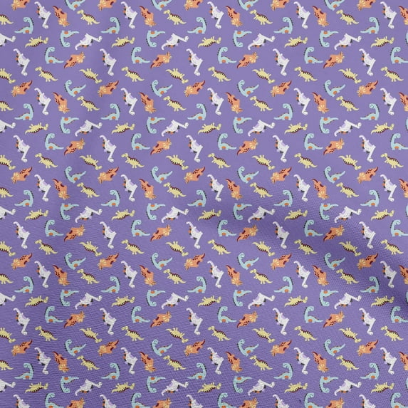 oneOone Cotton Silk Violet Fabric Colorful Dinosaur Cartoon Quilting Supplies Print Sewing Fabric By The Yard 42 Inch Wide