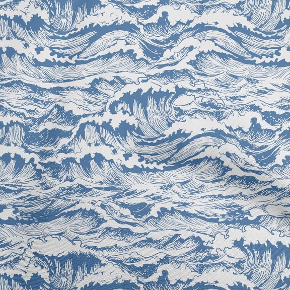 oneOone Cotton Silk White Fabric Asian Japanese Wave Diy Clothing Quilting Fabric Print Fabric By Yard 42 Inch Wide