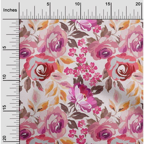 oneOone Cotton Silk White Fabric Leaves & Flower Quilting Supplies Print Sewing Fabric By The Yard 42 Inch Wide-YV4