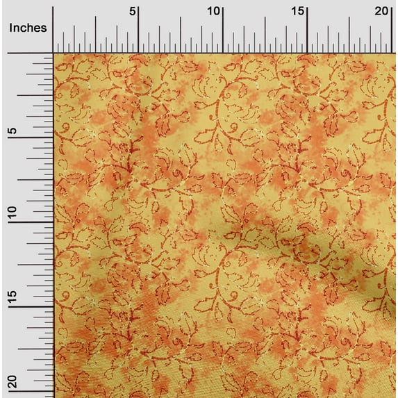 oneOone Cotton Silk Yellow Fabric Batik Dress Material Fabric Print Fabric By The Yard 42 Inch Wide - X4