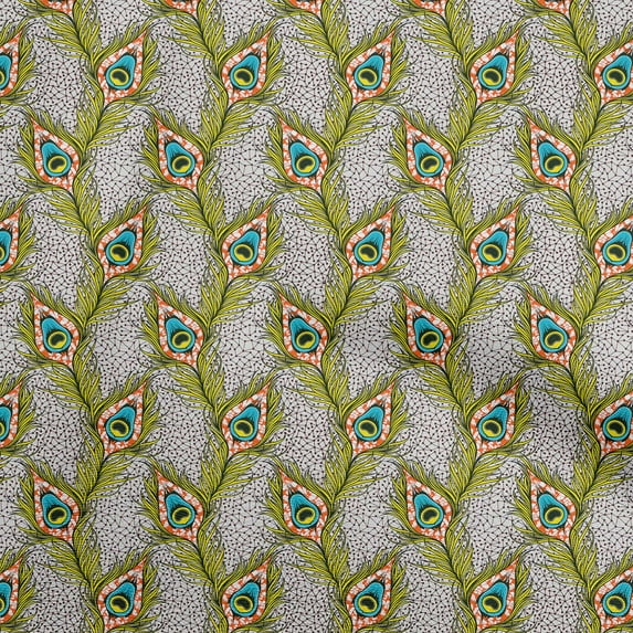 oneOone Cotton Silk Yellow Fabric Feather Quilting Supplies Print Sewing Fabric By The Yard 42 Inch Wide