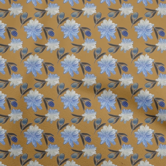 oneOone Cotton Silk Yellow Fabric Leaves Sewing Craft Projects Fabric Prints By Yard 42 Inch Wide-aC