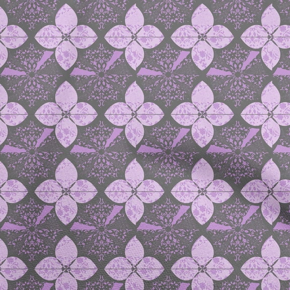oneOone Georgette Viscose Amethyst Fabric Asian Tile Traditional Floral Craft Projects Decor Fabric Printed By The Yard 42 Inch Wide