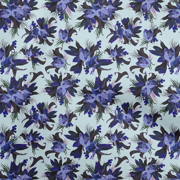 oneOone Georgette Viscose Aqua Blue Fabric Floral Craft Projects Decor Fabric Printed By The Yard 42 Inch Wide