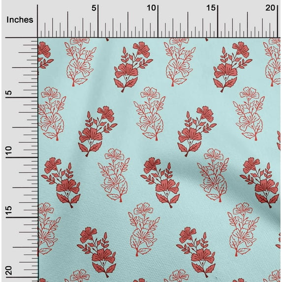 oneOone Georgette Viscose Baby Blue Fabric Floral Block Sewing Craft Projects Fabric Prints By Yard 42 Inch Wide