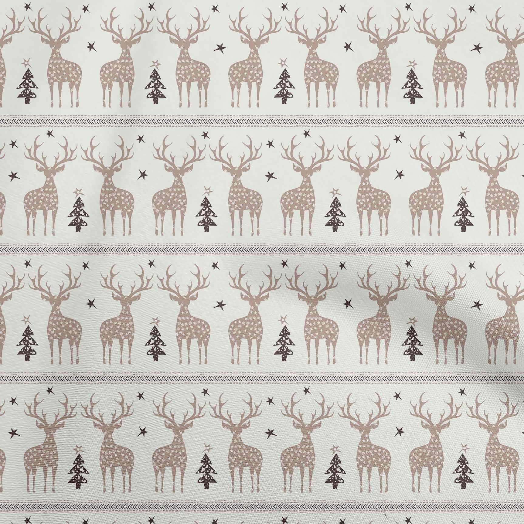 oneOone Georgette Viscose Beige Fabric Christmas Lumberjeck Diy Clothing Quilting Fabric Print Fabric By Yard 42 Inch Wide