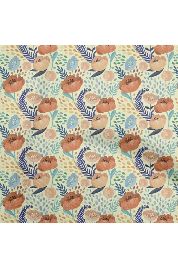 Georgette Viscose Beige Fabric Flora Quilting Supplies Print Sewing Fabric By The Yard 42 Inch Wide-MK