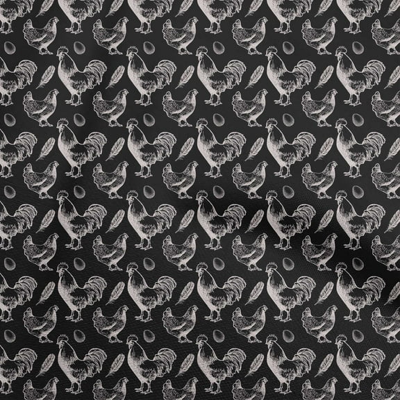 oneOone Georgette Viscose Black Fabric Birds Rooster Sewing Material Print Fabric By The Yard 42 Inch Wide