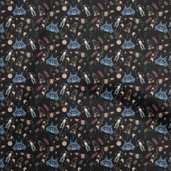 oneOone Georgette Viscose Black Fabric Circus Sewing Fabric By The Yard Printed Diy Clothing Sewing Supplies 42 Inch Wide-aC