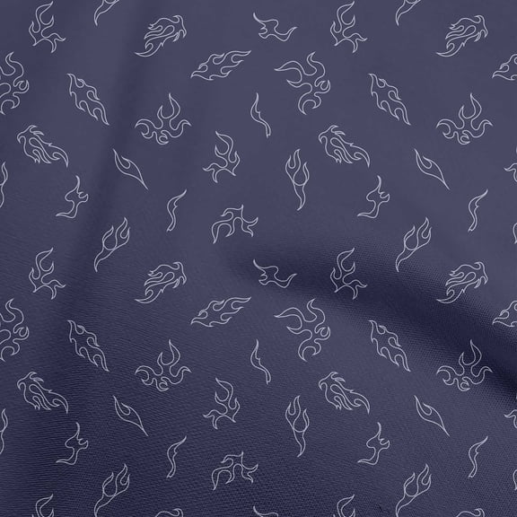 oneOone Georgette Viscose & Blue Fabric Abstract Flame Fabric For Sewing Printed Craft Fabric By The Yard 42 Inch Wide