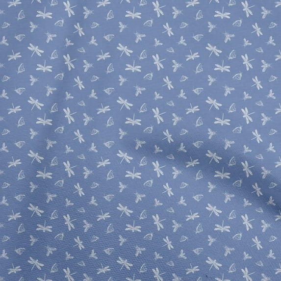 oneOone Georgette Viscose Blue Fabric Dragonfly Quilting Supplies Print Sewing Fabric By The Yard 42 Inch Wide