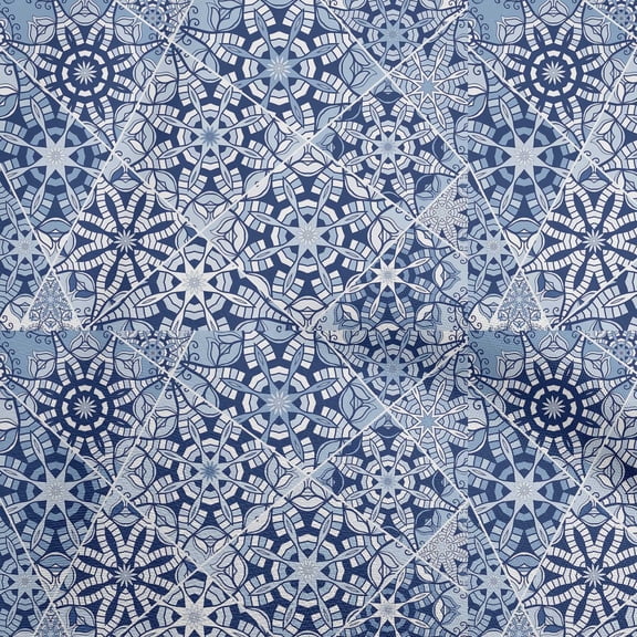 oneOone Georgette Viscose Blue Fabric Moroccan Mosaic Floral Sewing Craft Projects Fabric Prints By Yard 42 Inch Wide
