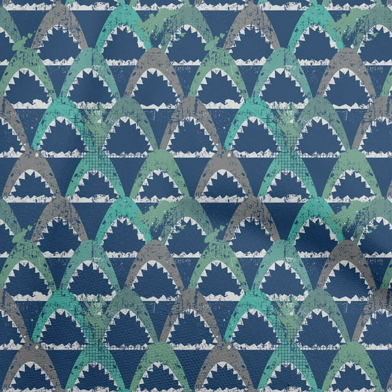 oneOone Georgette Viscose Blue Fabric Ocean Shark Sewing Fabric By The Yard Printed Diy Clothing Sewing Supplies 42 Inch Wide