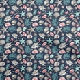 thumbnail image 1 of oneOone Georgette Viscose Blue Fabric Sea Shells Pattern Sewing Material Print Fabric By The Yard 42 Inch Wide, 1 of 6